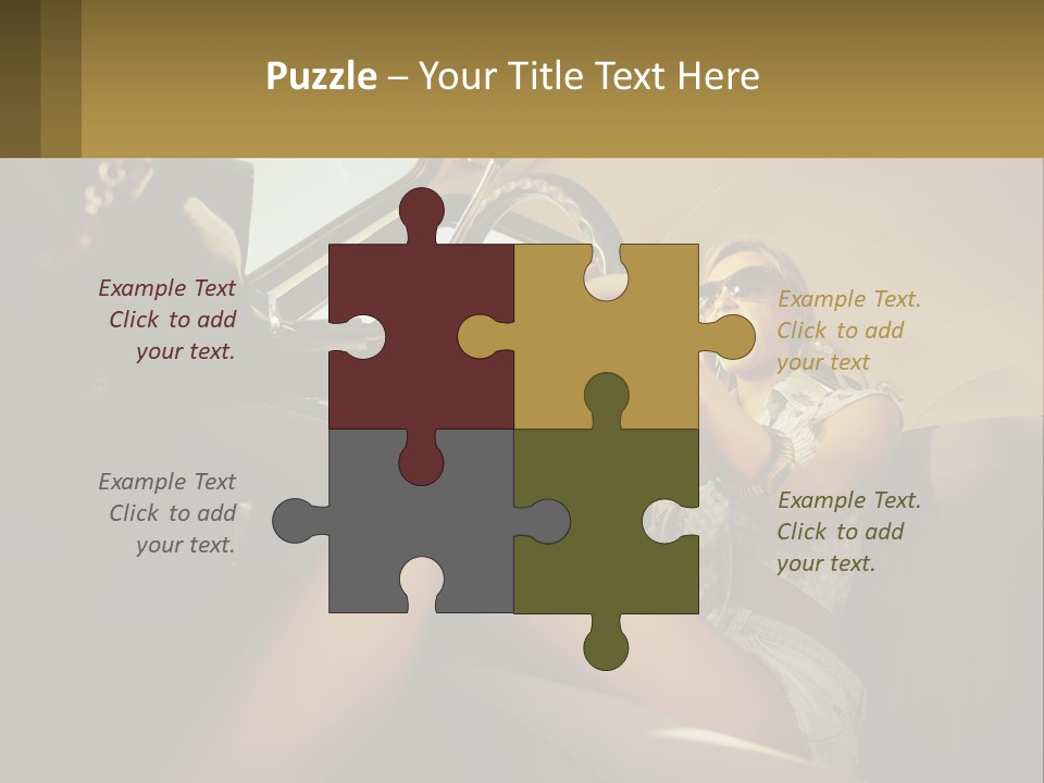 A Woman Driving A Car With Her Hand On The Steering Wheel PowerPoint Template