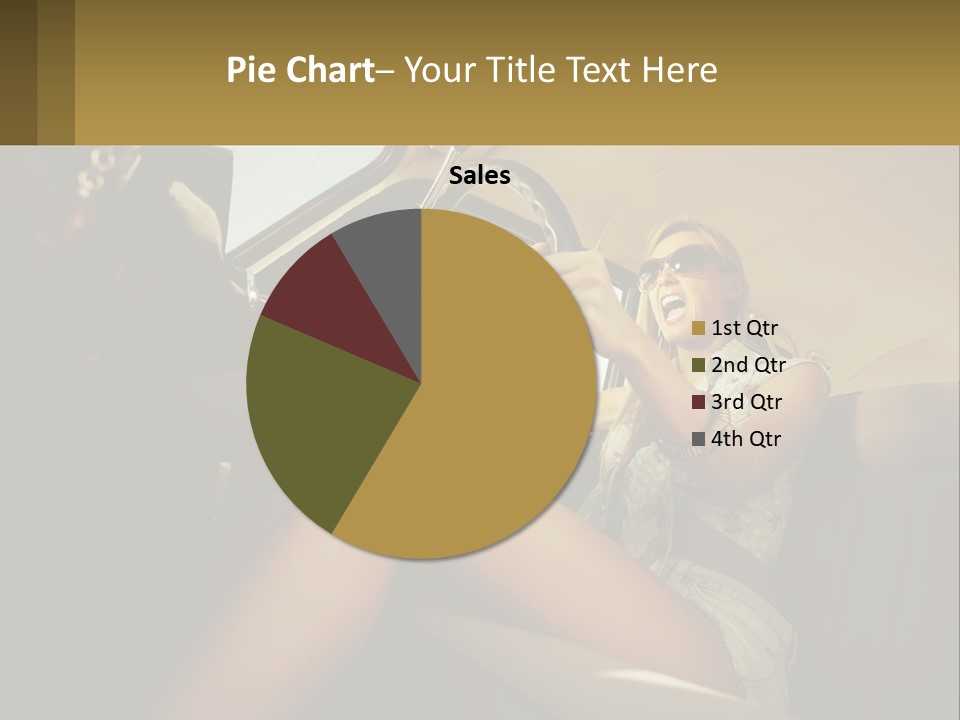 A Woman Driving A Car With Her Hand On The Steering Wheel PowerPoint Template