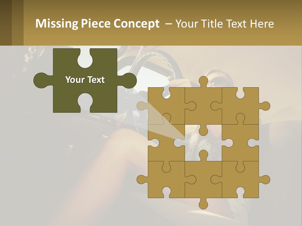 A Woman Driving A Car With Her Hand On The Steering Wheel PowerPoint Template