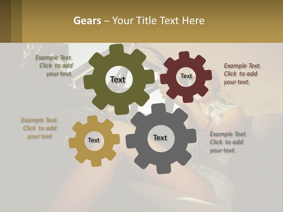 A Woman Driving A Car With Her Hand On The Steering Wheel PowerPoint Template