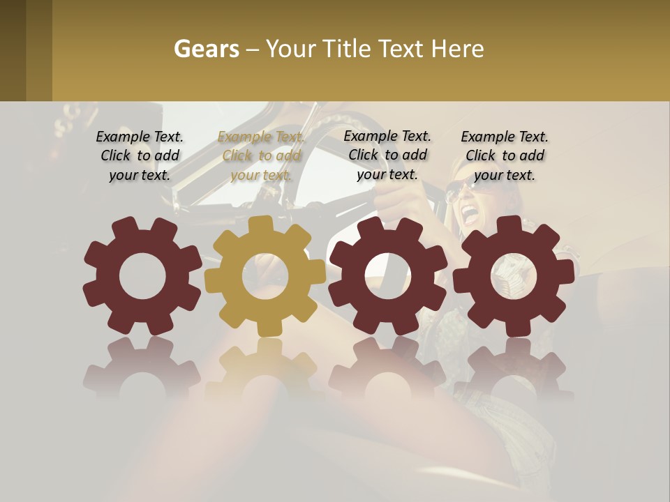 A Woman Driving A Car With Her Hand On The Steering Wheel PowerPoint Template