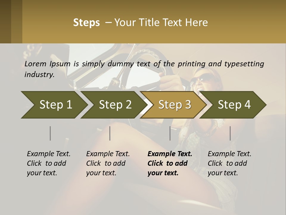 A Woman Driving A Car With Her Hand On The Steering Wheel PowerPoint Template