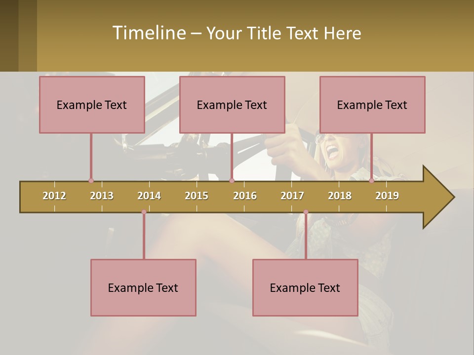 A Woman Driving A Car With Her Hand On The Steering Wheel PowerPoint Template