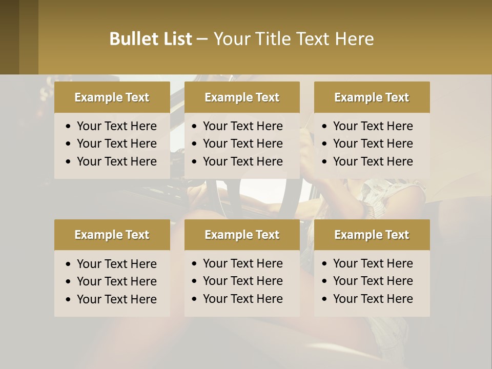A Woman Driving A Car With Her Hand On The Steering Wheel PowerPoint Template