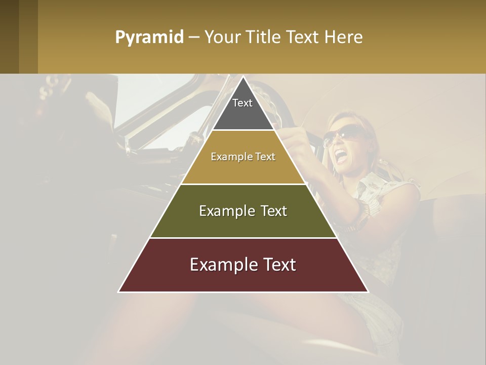 A Woman Driving A Car With Her Hand On The Steering Wheel PowerPoint Template