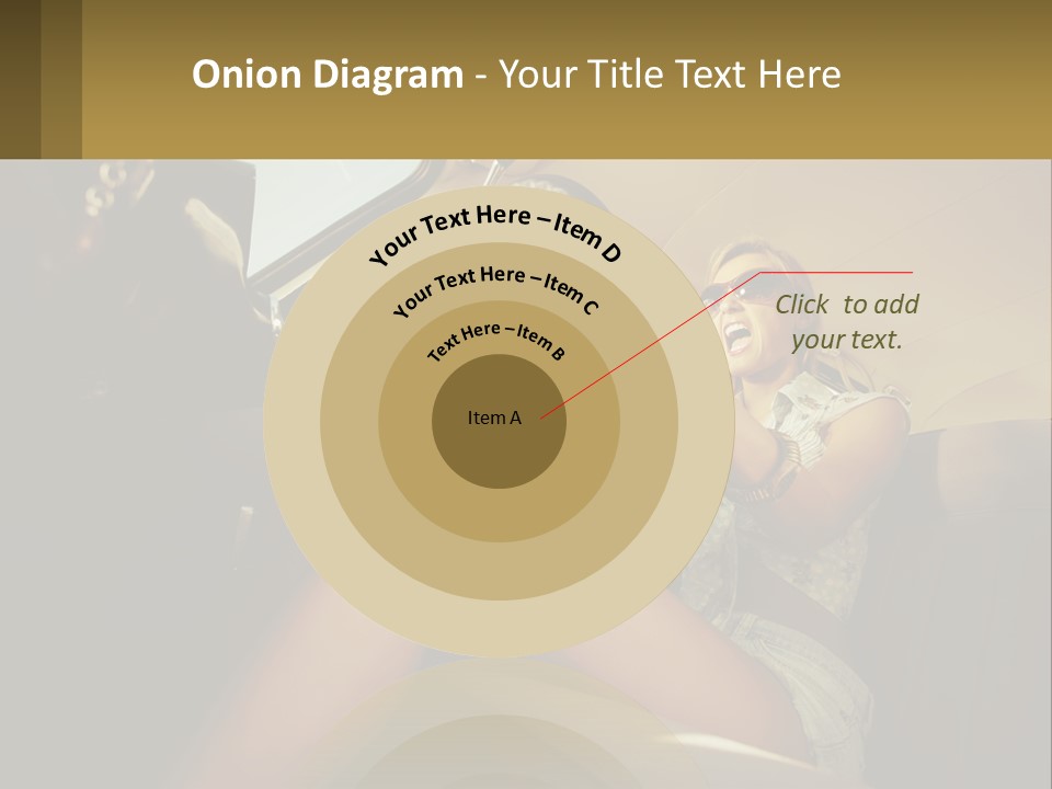 A Woman Driving A Car With Her Hand On The Steering Wheel PowerPoint Template