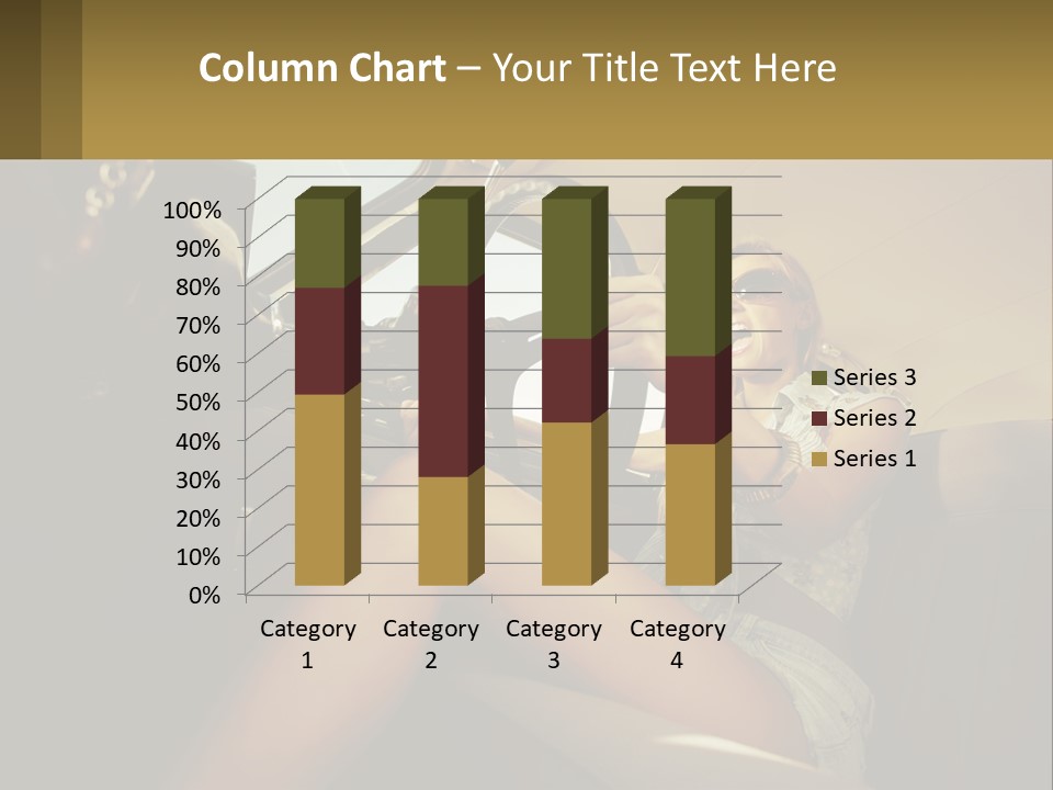 A Woman Driving A Car With Her Hand On The Steering Wheel PowerPoint Template