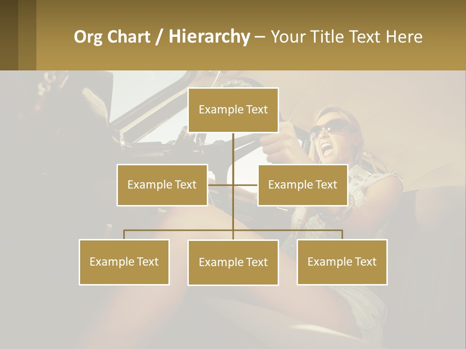A Woman Driving A Car With Her Hand On The Steering Wheel PowerPoint Template
