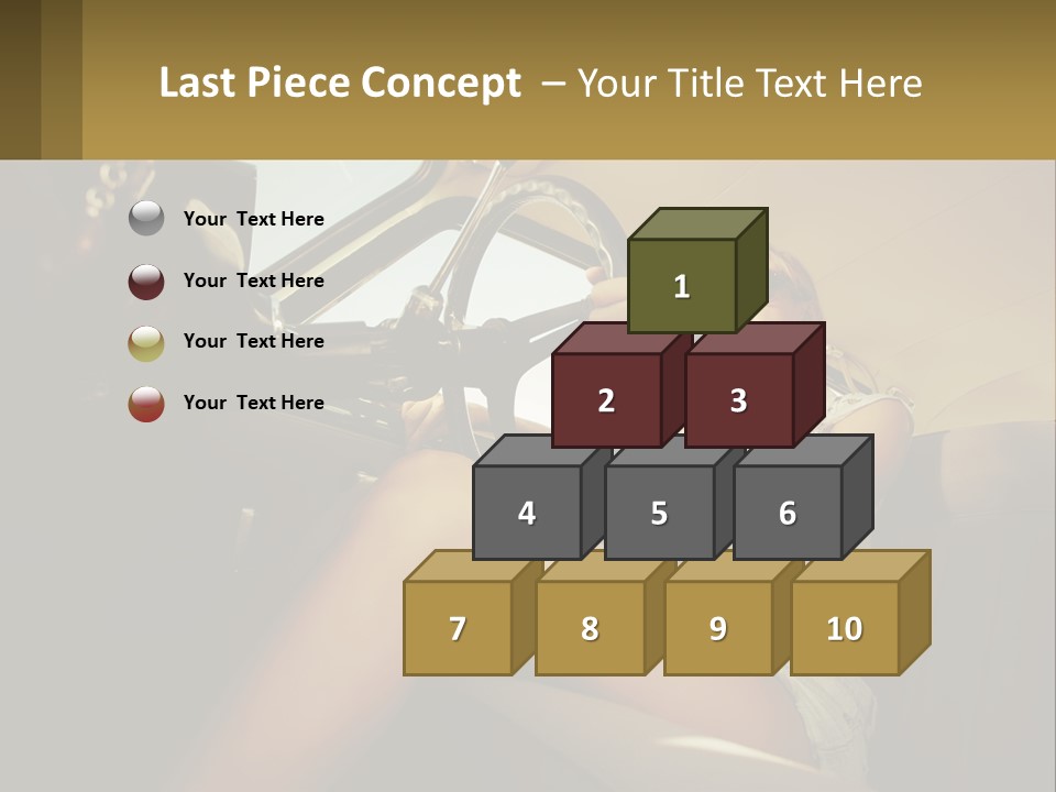 A Woman Driving A Car With Her Hand On The Steering Wheel PowerPoint Template