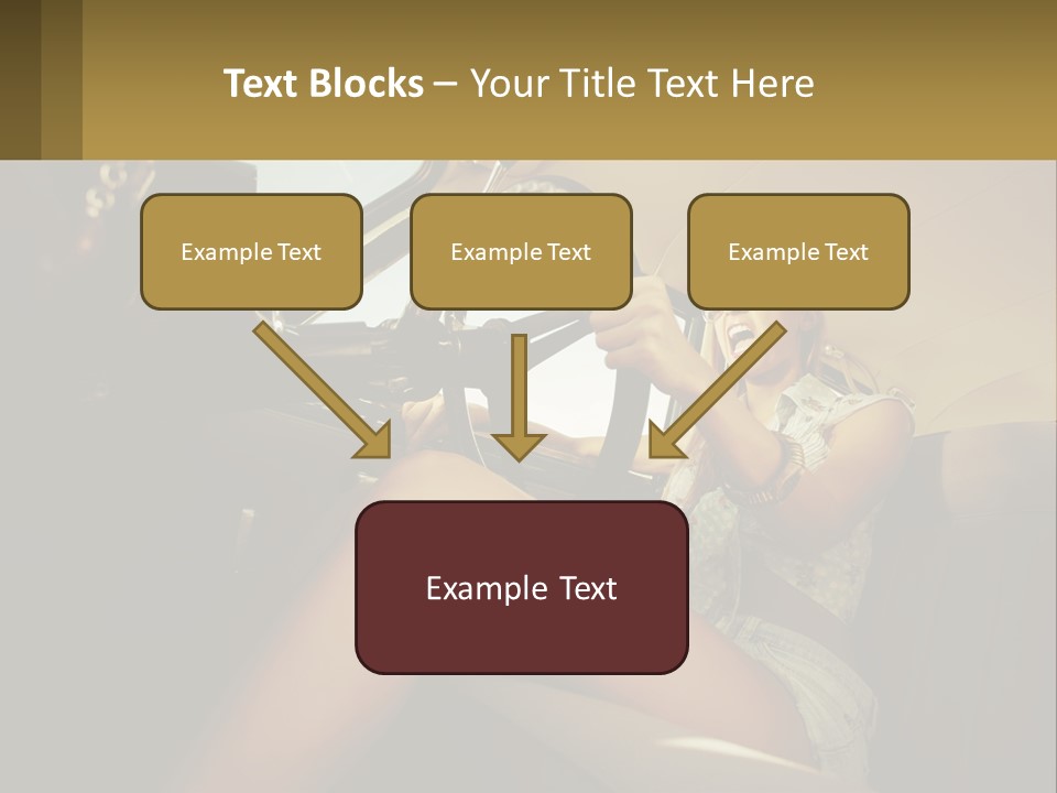 A Woman Driving A Car With Her Hand On The Steering Wheel PowerPoint Template