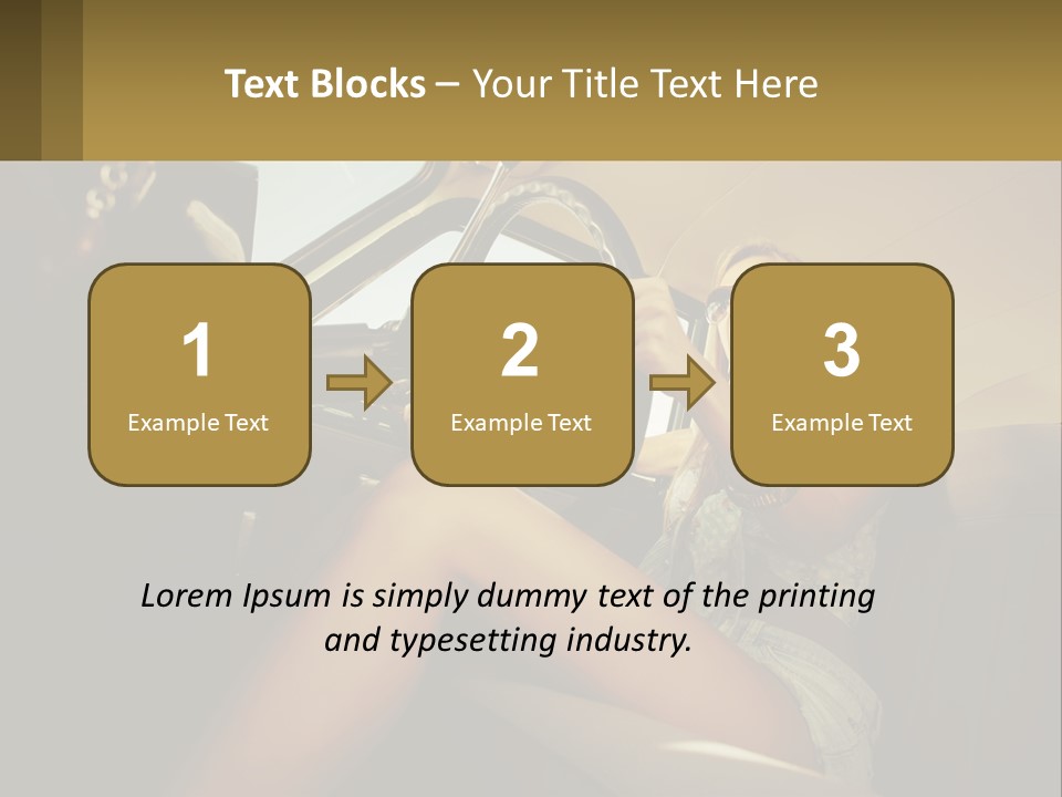 A Woman Driving A Car With Her Hand On The Steering Wheel PowerPoint Template