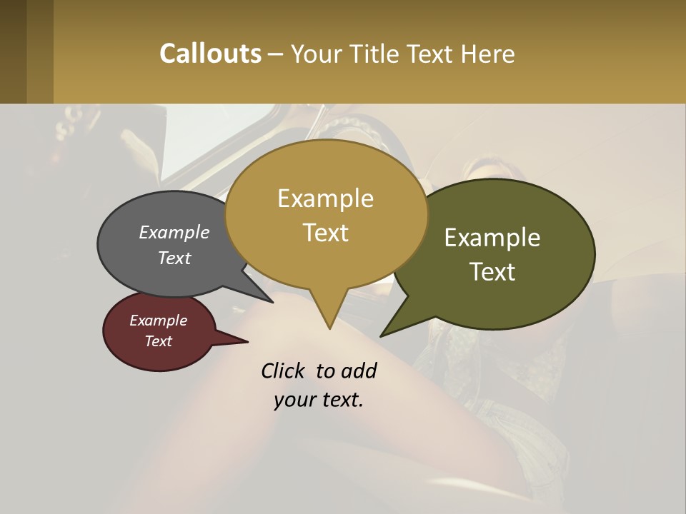 A Woman Driving A Car With Her Hand On The Steering Wheel PowerPoint Template