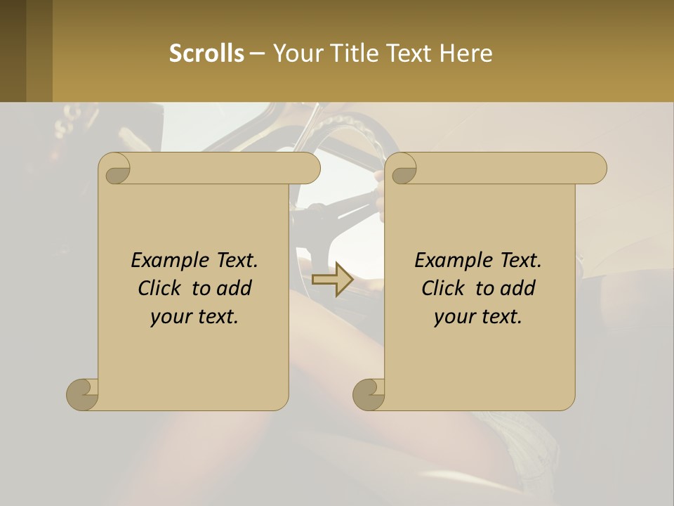 A Woman Driving A Car With Her Hand On The Steering Wheel PowerPoint Template