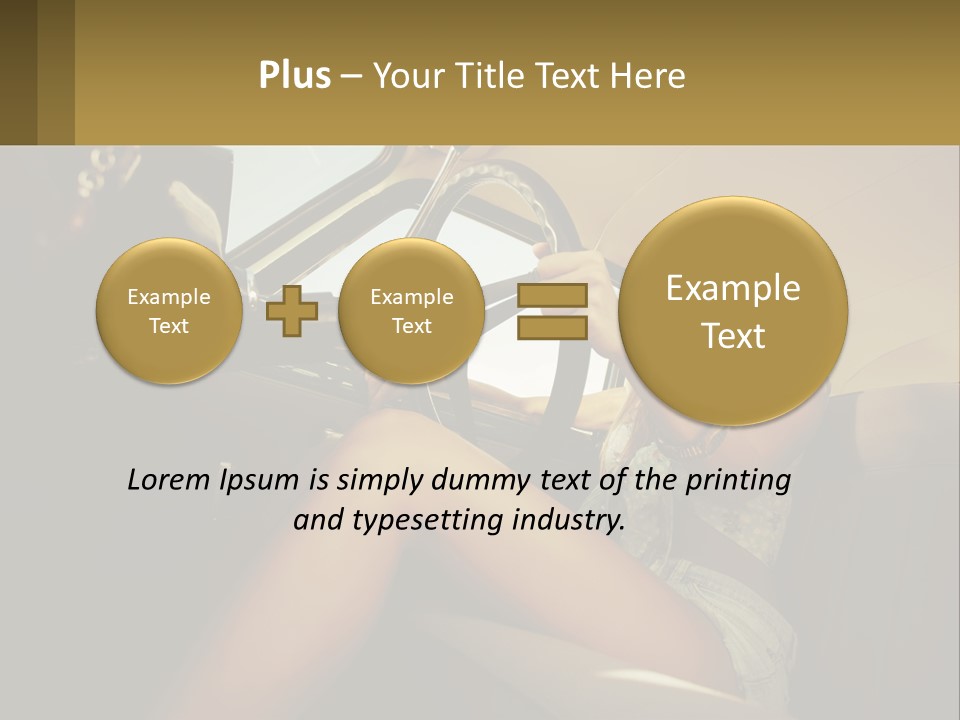 A Woman Driving A Car With Her Hand On The Steering Wheel PowerPoint Template