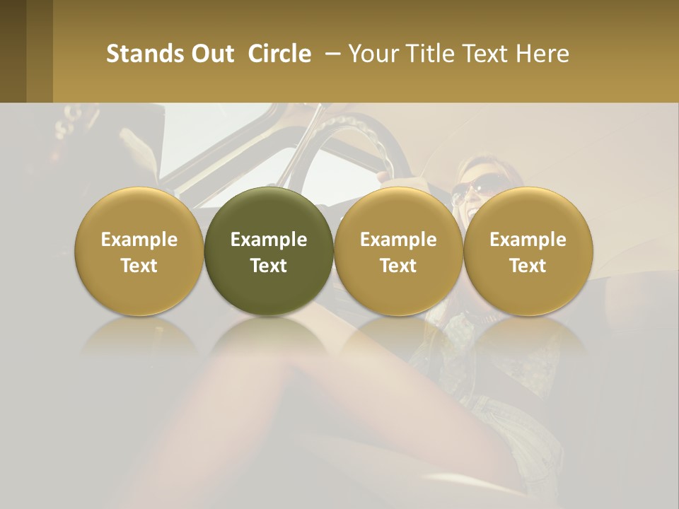 A Woman Driving A Car With Her Hand On The Steering Wheel PowerPoint Template