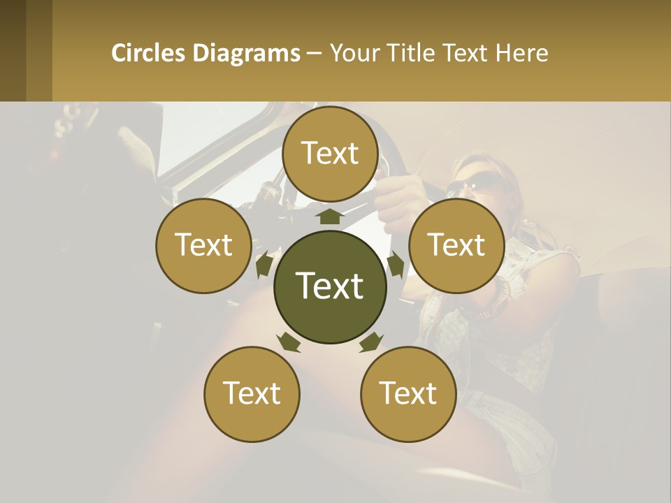 A Woman Driving A Car With Her Hand On The Steering Wheel PowerPoint Template