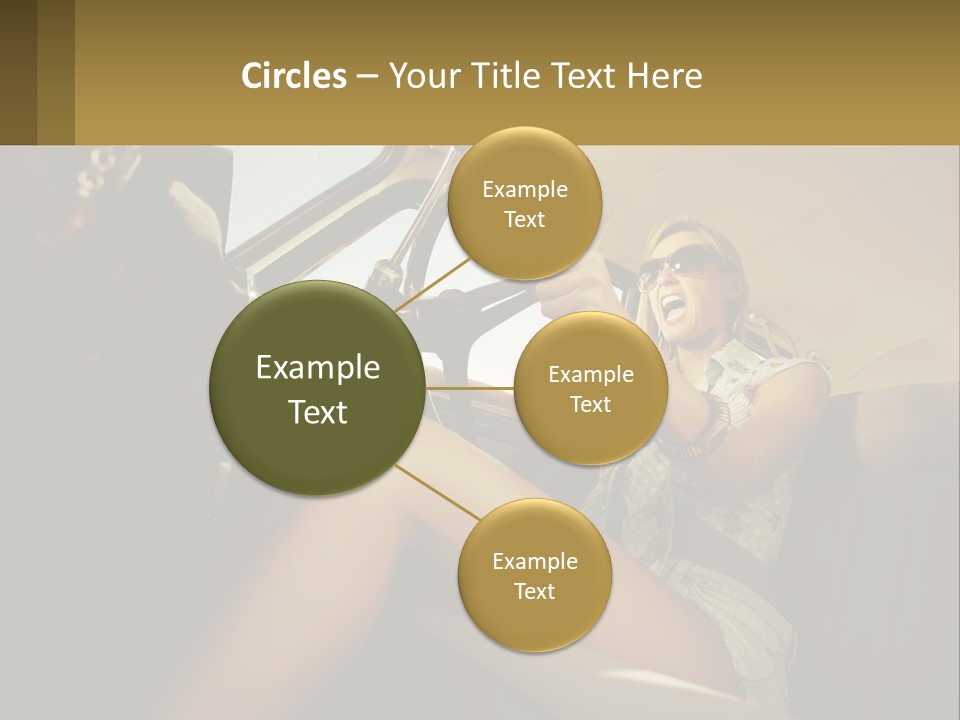 A Woman Driving A Car With Her Hand On The Steering Wheel PowerPoint Template