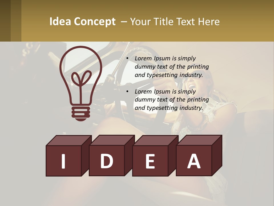 A Woman Driving A Car With Her Hand On The Steering Wheel PowerPoint Template