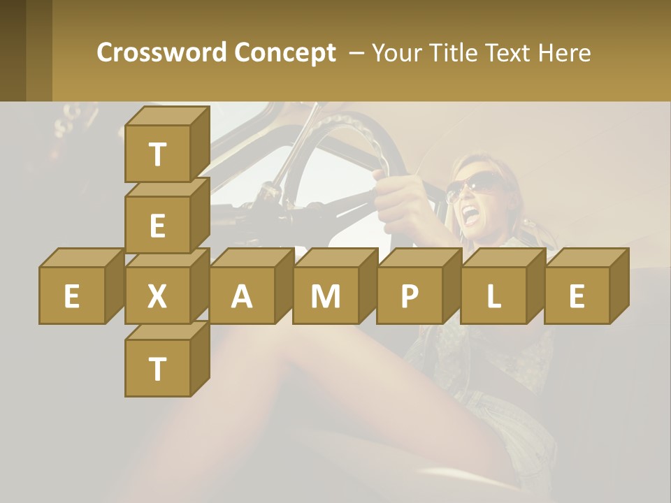 A Woman Driving A Car With Her Hand On The Steering Wheel PowerPoint Template