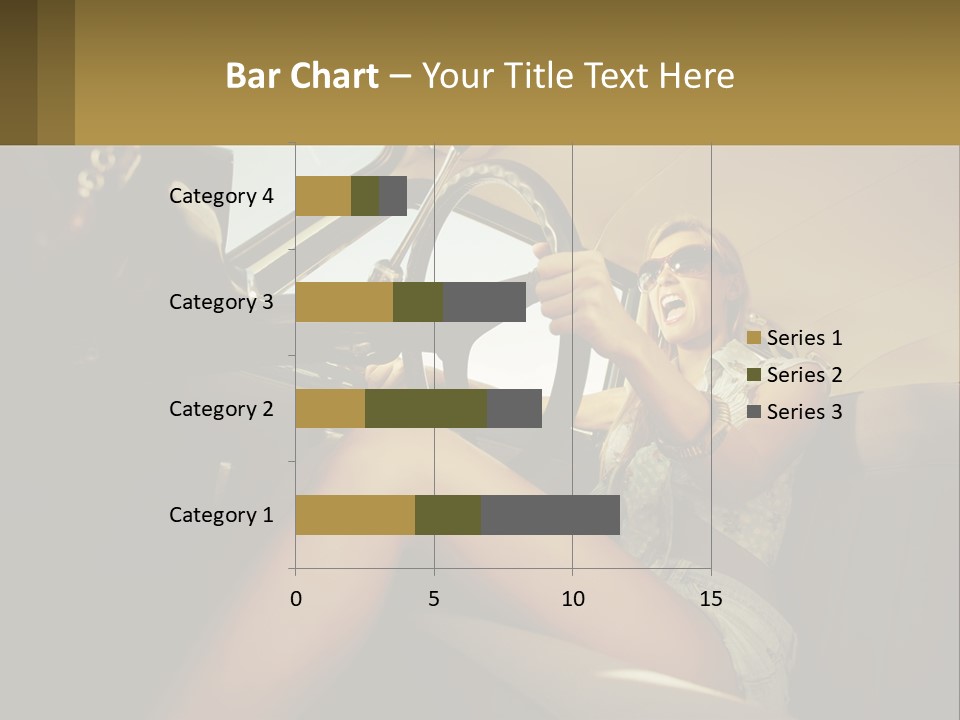 A Woman Driving A Car With Her Hand On The Steering Wheel PowerPoint Template