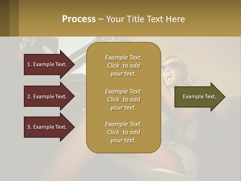 A Woman Driving A Car With Her Hand On The Steering Wheel PowerPoint Template