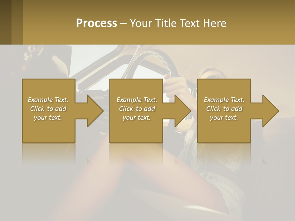 A Woman Driving A Car With Her Hand On The Steering Wheel PowerPoint Template