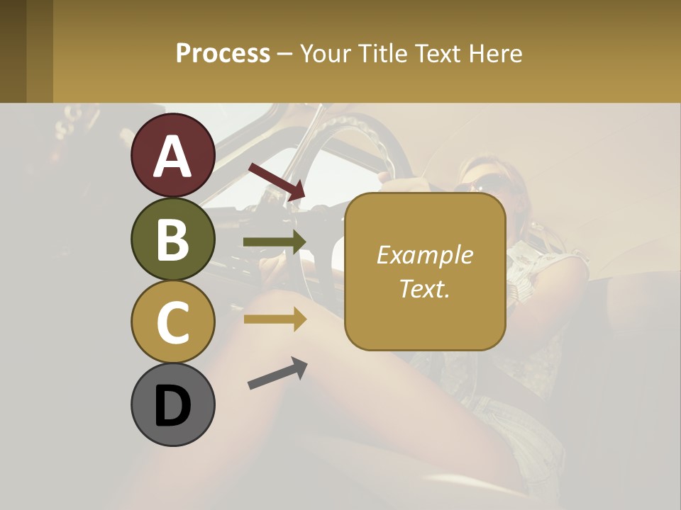 A Woman Driving A Car With Her Hand On The Steering Wheel PowerPoint Template