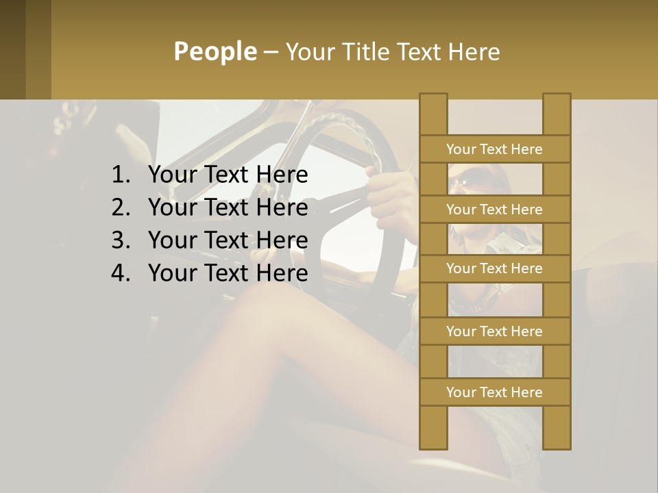 A Woman Driving A Car With Her Hand On The Steering Wheel PowerPoint Template