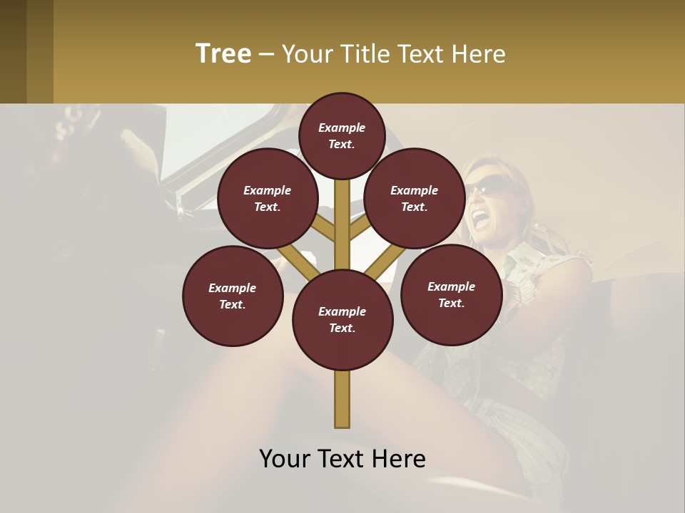 A Woman Driving A Car With Her Hand On The Steering Wheel PowerPoint Template