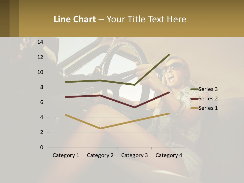 A Woman Driving A Car With Her Hand On The Steering Wheel PowerPoint Template