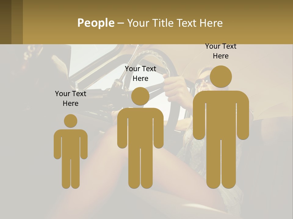 A Woman Driving A Car With Her Hand On The Steering Wheel PowerPoint Template