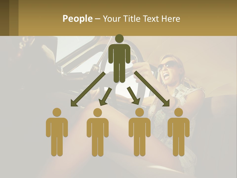 A Woman Driving A Car With Her Hand On The Steering Wheel PowerPoint Template