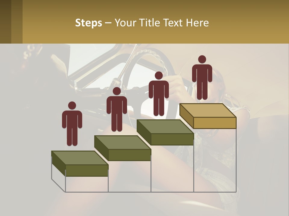 A Woman Driving A Car With Her Hand On The Steering Wheel PowerPoint Template