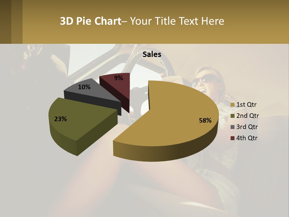 A Woman Driving A Car With Her Hand On The Steering Wheel PowerPoint Template