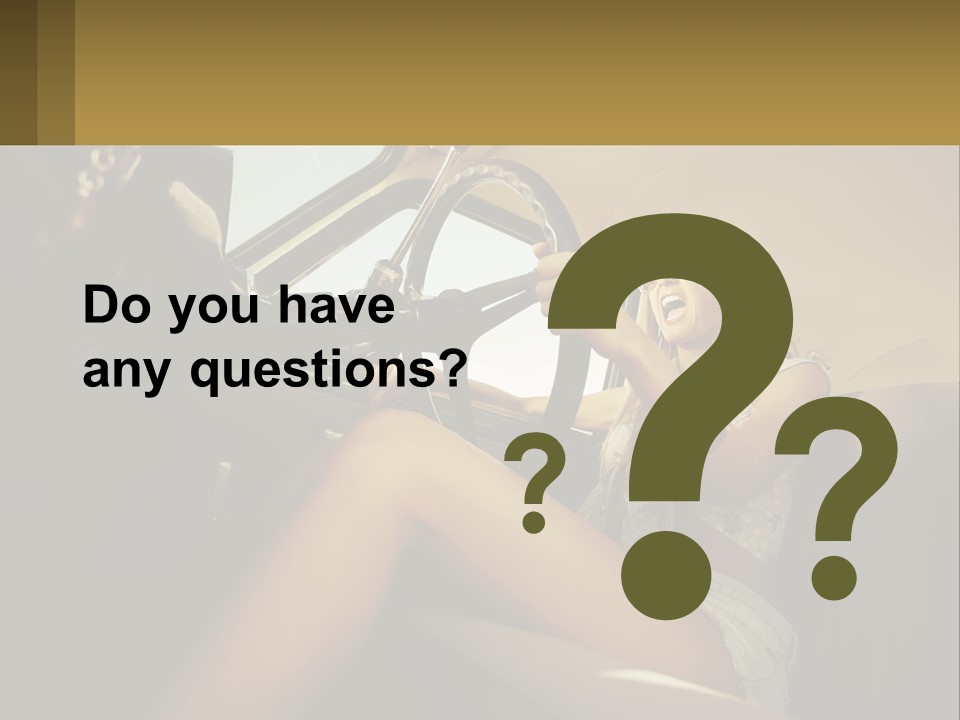 A Woman Driving A Car With Her Hand On The Steering Wheel PowerPoint Template