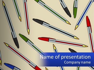 A Group Of Pens On A White Background PowerPoint Template