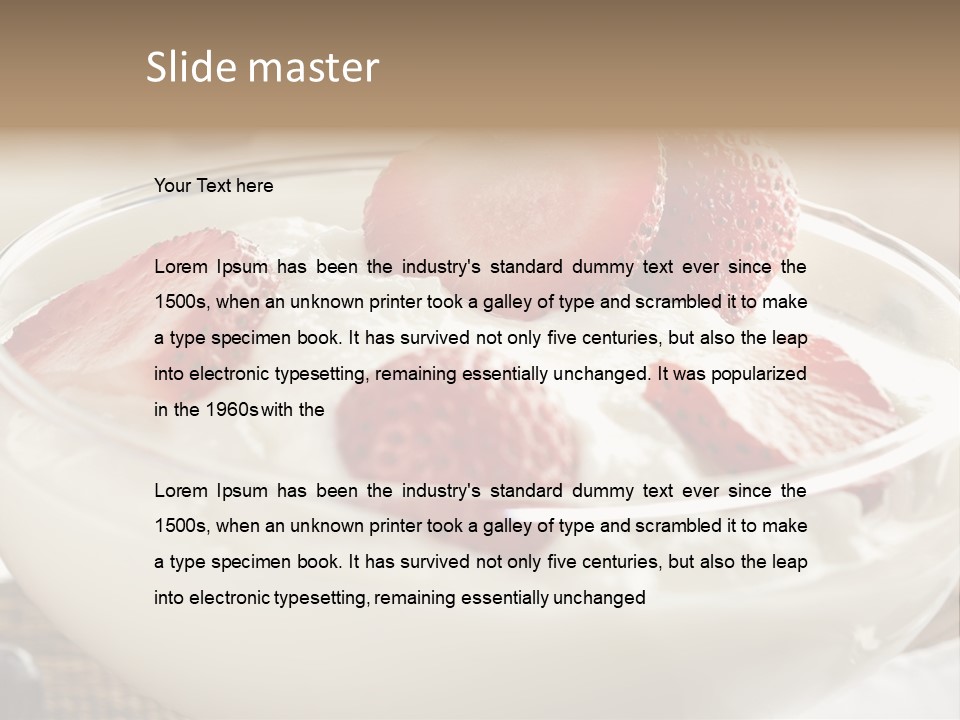 A Bowl Of Yogurt With Strawberries And Blueberries PowerPoint Template