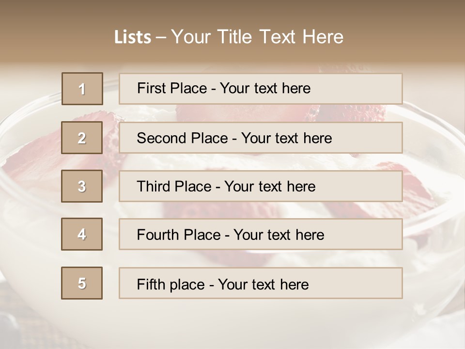 A Bowl Of Yogurt With Strawberries And Blueberries PowerPoint Template