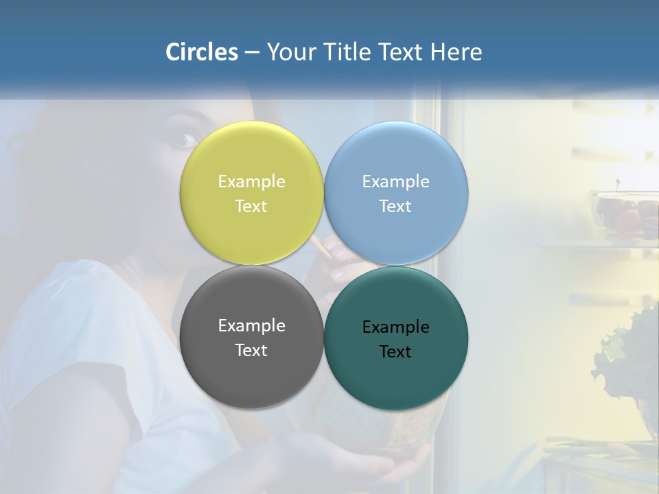 A Woman Eating Food From A Bowl In Front Of An Open Refrigerator PowerPoint Template