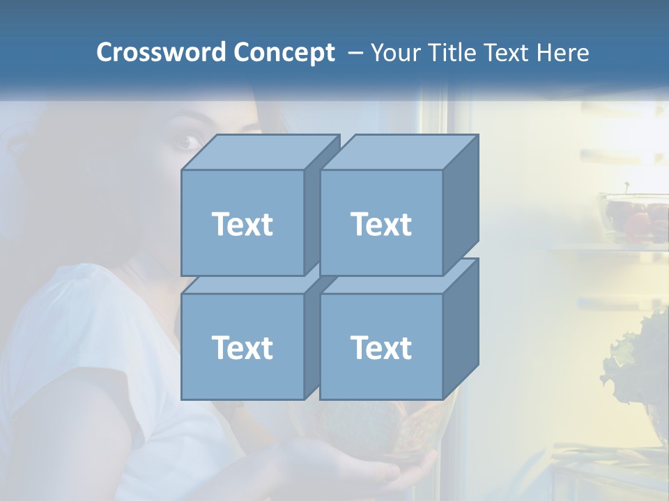 A Woman Eating Food From A Bowl In Front Of An Open Refrigerator PowerPoint Template