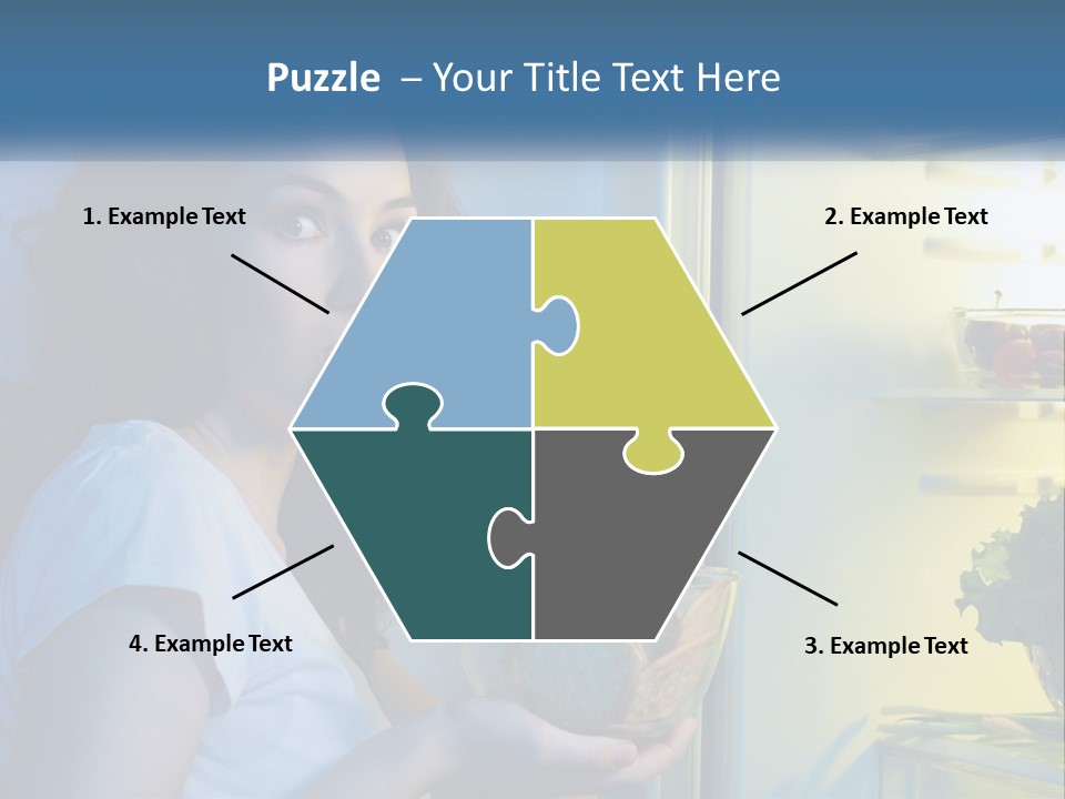 A Woman Eating Food From A Bowl In Front Of An Open Refrigerator PowerPoint Template