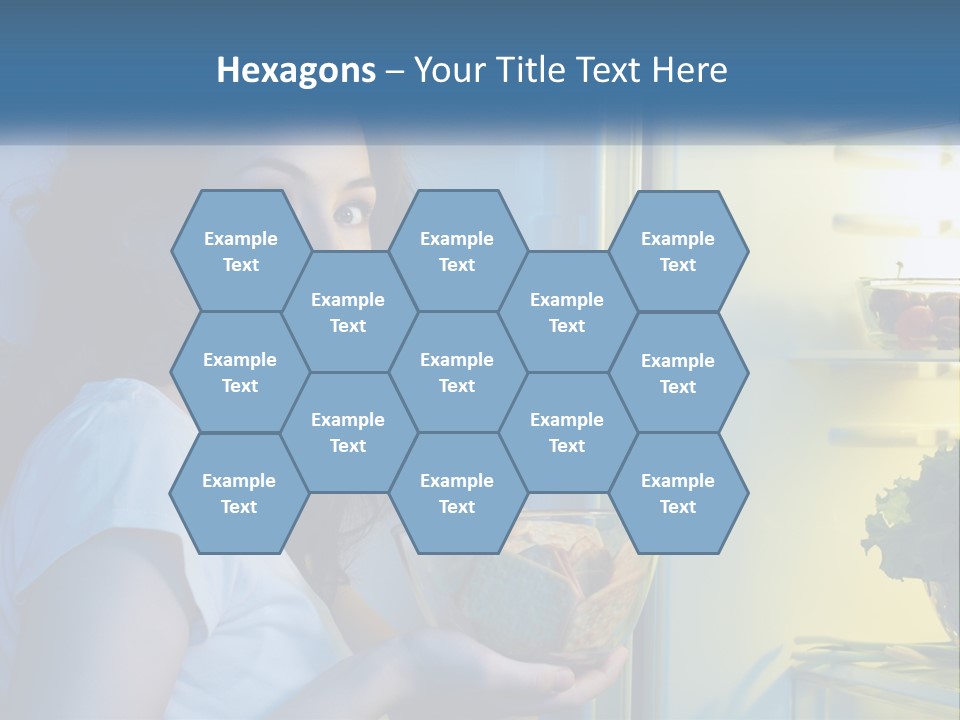 A Woman Eating Food From A Bowl In Front Of An Open Refrigerator PowerPoint Template
