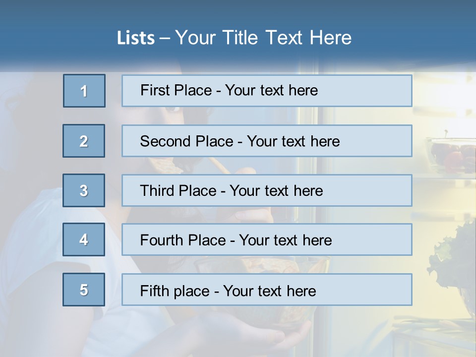 A Woman Eating Food From A Bowl In Front Of An Open Refrigerator PowerPoint Template