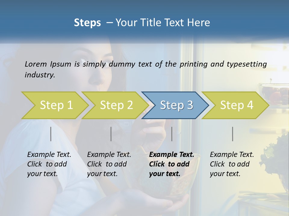 A Woman Eating Food From A Bowl In Front Of An Open Refrigerator PowerPoint Template