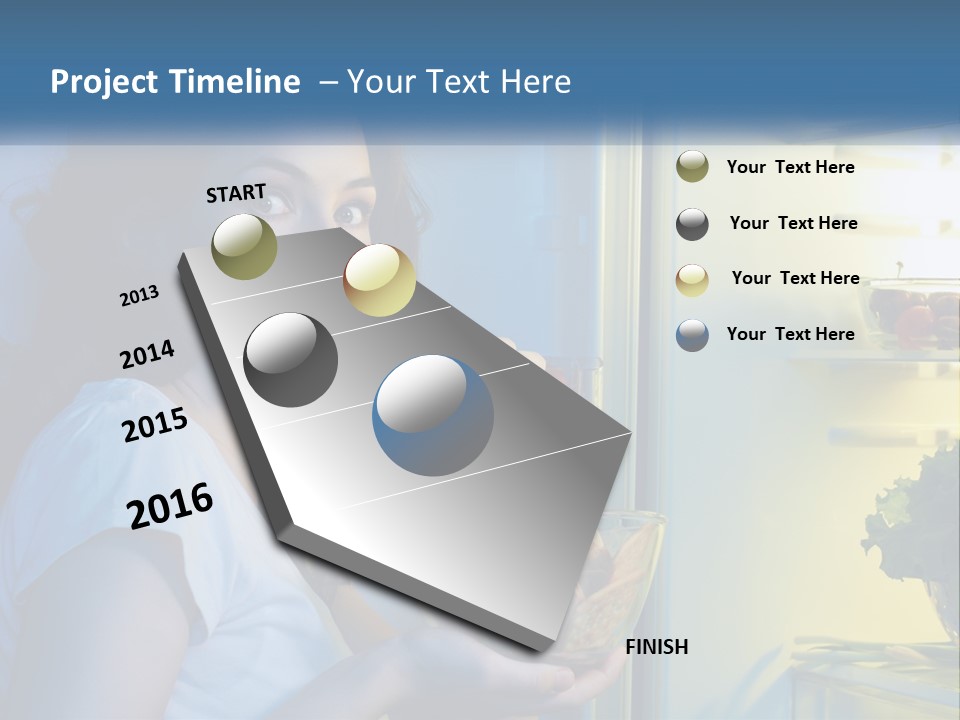A Woman Eating Food From A Bowl In Front Of An Open Refrigerator PowerPoint Template