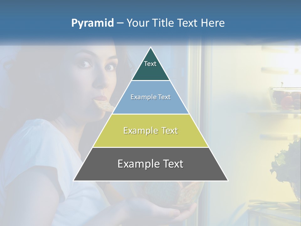 A Woman Eating Food From A Bowl In Front Of An Open Refrigerator PowerPoint Template