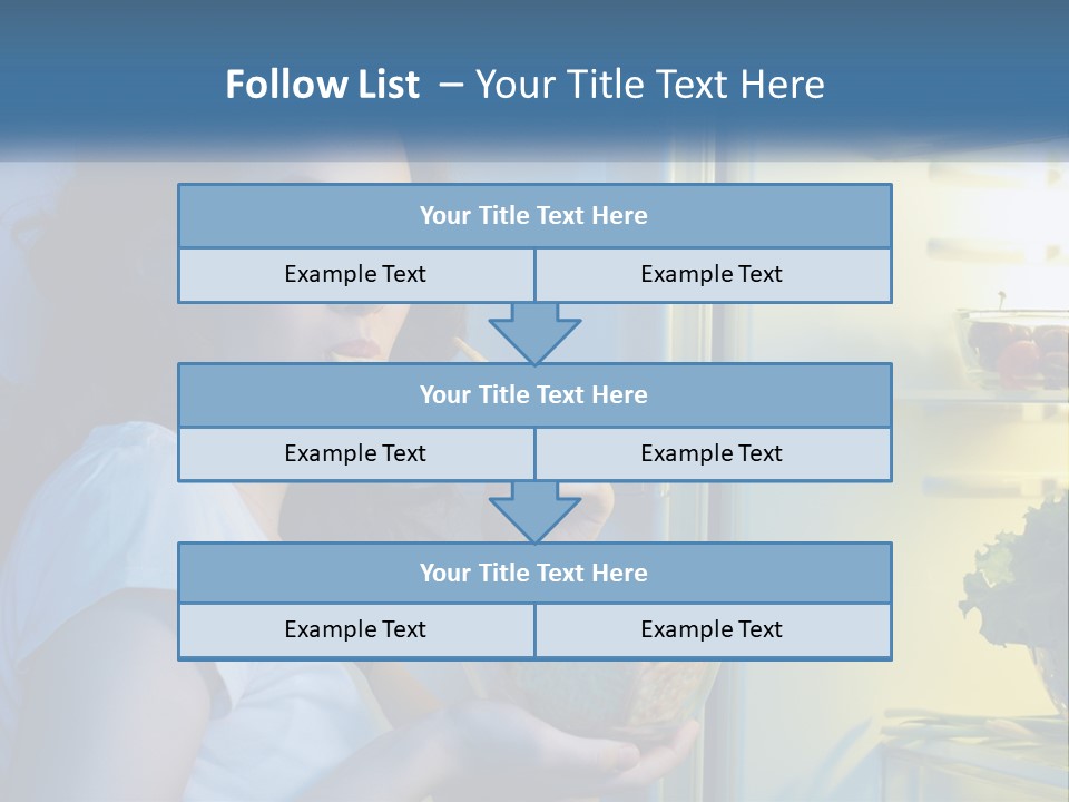 A Woman Eating Food From A Bowl In Front Of An Open Refrigerator PowerPoint Template