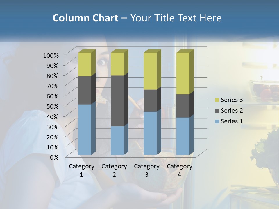 A Woman Eating Food From A Bowl In Front Of An Open Refrigerator PowerPoint Template