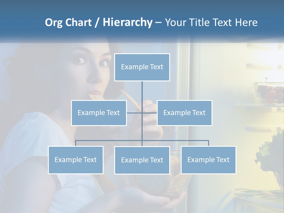 A Woman Eating Food From A Bowl In Front Of An Open Refrigerator PowerPoint Template