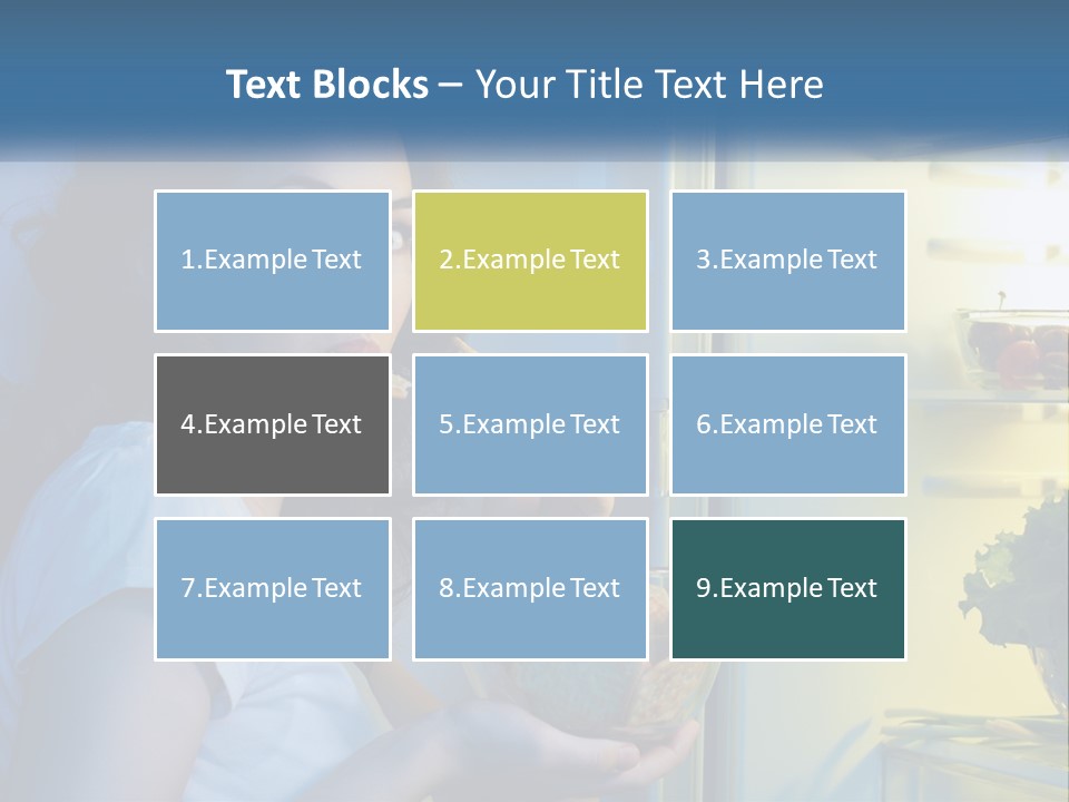 A Woman Eating Food From A Bowl In Front Of An Open Refrigerator PowerPoint Template